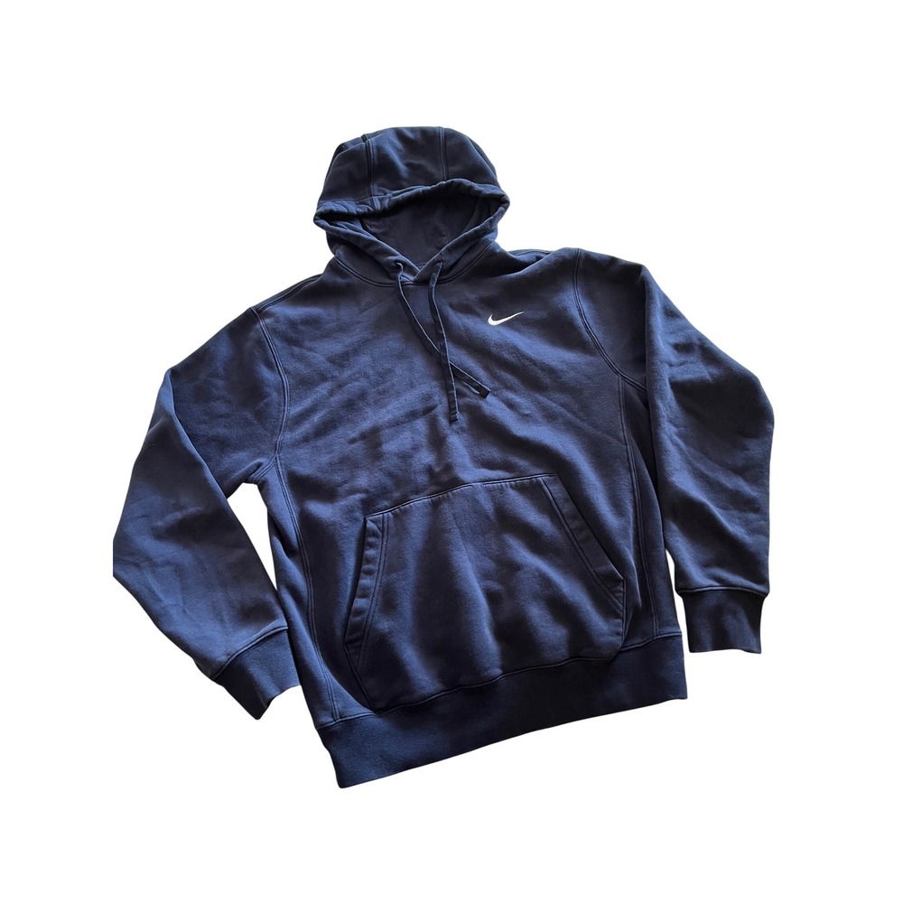 Nike Mens Sportswear Club Fleece Hoodie Navy Blue Embroidered Swoosh Small